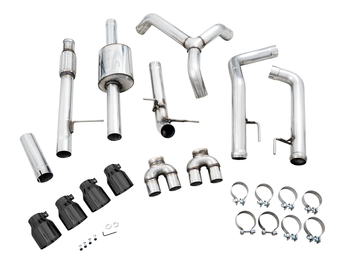 4th Gen GM 1500 AWE Tuning 5.3L 0FG Catback Split Rear Exit (w/Bumper Cutouts) - Quad Diamond Tips - 3015-43202