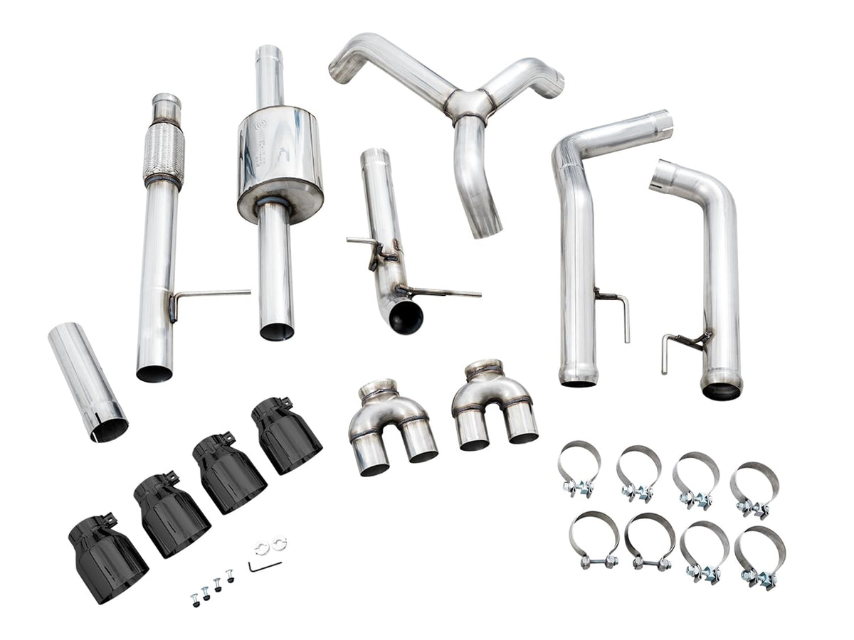 4th Gen GM 1500 AWE Tuning 5.3L 0FG Catback Split Rear Exit (w/Bumper Cutouts) - Quad Diamond Tips - 3015-43202