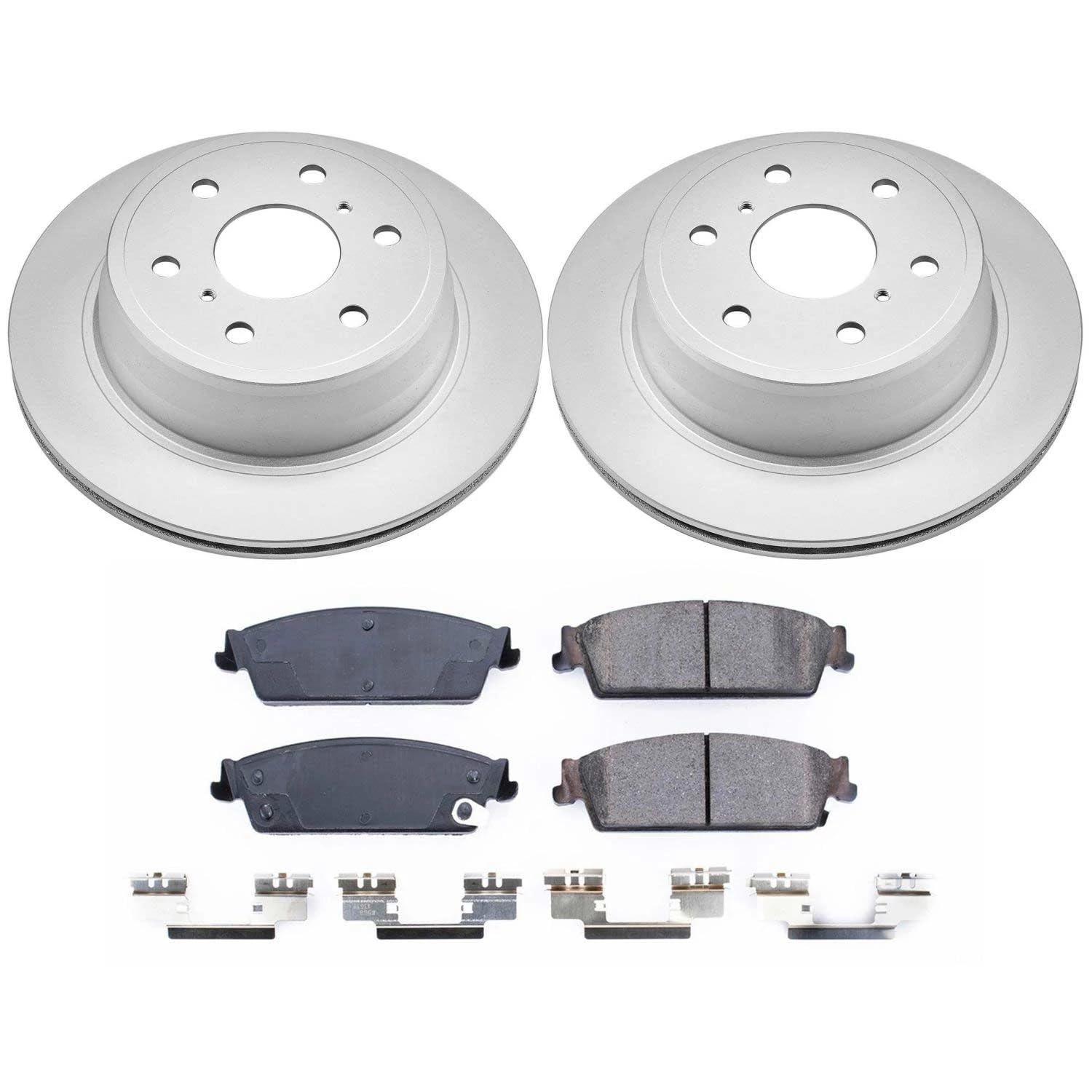 Power Stop CRK2083 Brake Rotor & Coated Ceramic Brake Pads- rear For Escalade Escalade ESV Escalade EXT Avalanche Silverado 1500 Suburban 1500 Tahoe Sierra 1500 Yukon Yukon XL 1500 [Model Specific]
