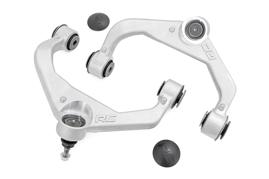 Rough Country Upper Control Arms Forged for Chevy Silverado GMC Sierra 2500HD/3500HD (2020-2025) with 3" Lift, 2-Pack, Silver