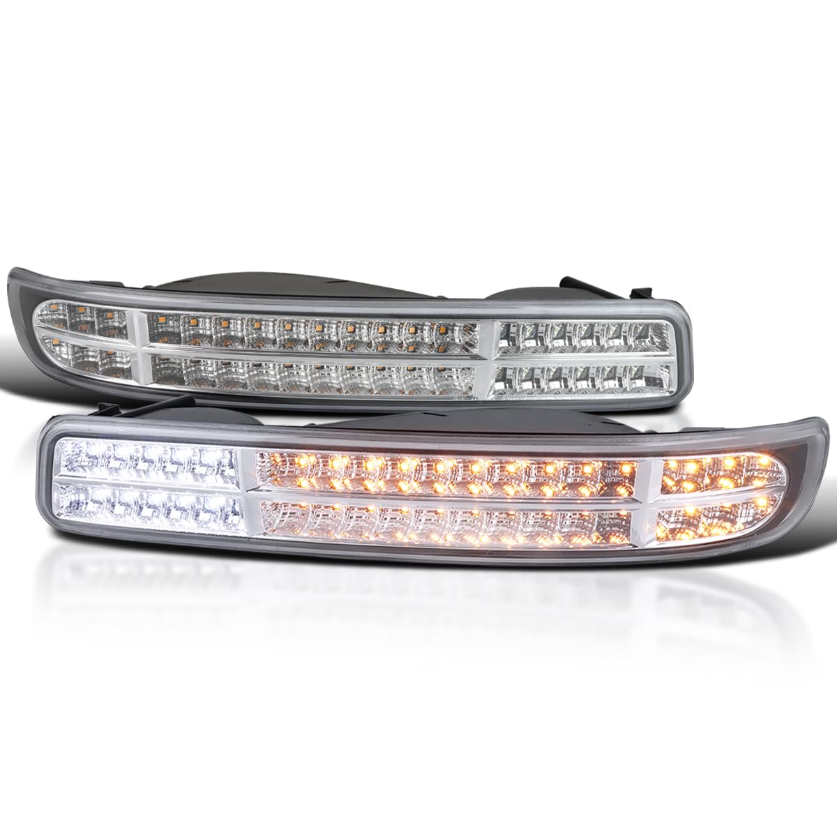 Glossy Black Smoke SPEC-D TUNING Sequential LED DRL Signal Bumper Lights Compatible with 1999-2006 GMC Sierra 1500/2500/3500 Yukon XL L+R Pair Assembly