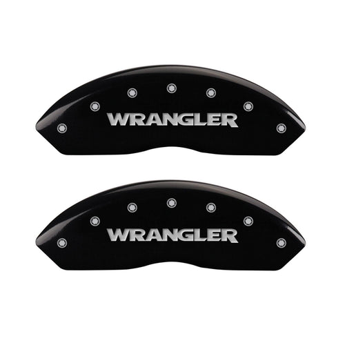 Caliper Covers MGP 42009FWRGBK 'WRANGLER' Engraved with Black Powder Coat Finish and Silver Characters, (Set of 2)