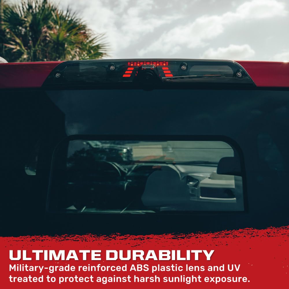 Ultra Bright Premium RECON 3rd Brake Light Fits 17-23 Super Duty (F250, F350, F450, F550) 15-25 F150 & 19-25 Ranger - Fits Models with Cargo Bed Camera - CREE XML LEDs - Smoked Lens