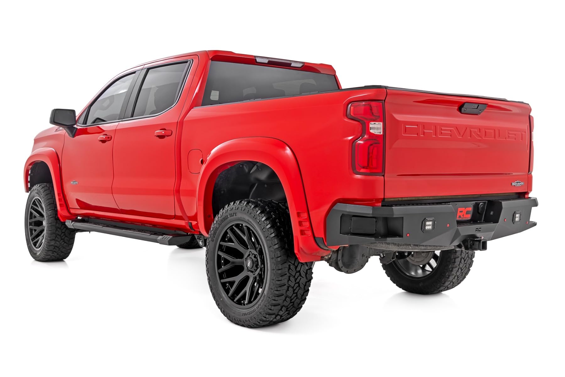 Rough Country HD2 Running Boards for Chevy Silverado & GMC Sierra 1500/2500HD/3500HD (2019-2025) Crew Cab - Non-Slip Step, 5" Wide Easy Bolt-on Install