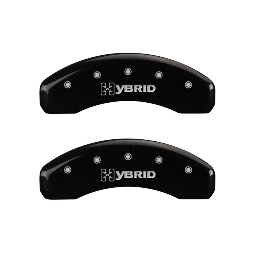 GM Hybrid Logo Type MGP Caliper Covers 34004SHYBBK with Black Powder Coat Finish and Silver Characters, (Set of 4)