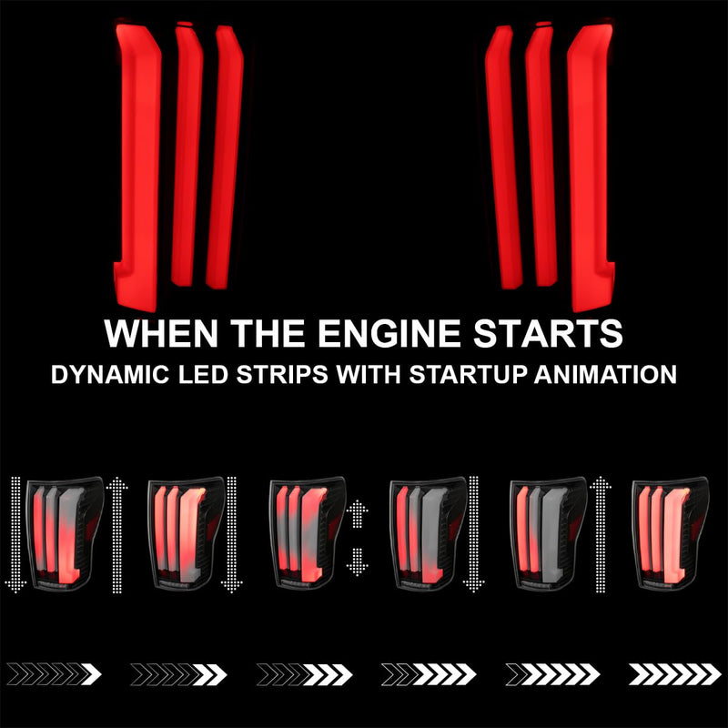 Full LED Sequential Tail Lights SPEC-D TUNING w/White LED Light Bars and Startup Animation Compatible with 2007-2013 Toyota Tundra, Left + Right Pair Assembly