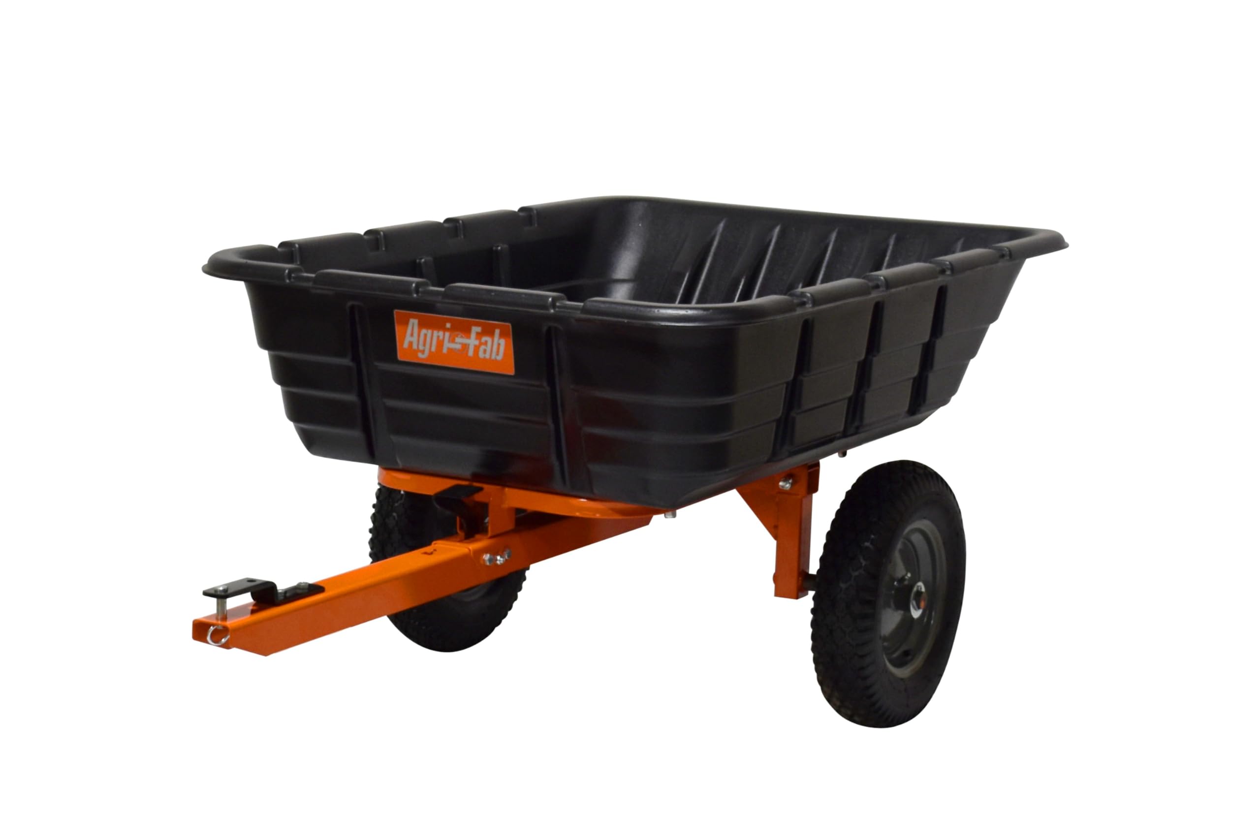Tow Behind Agri-Fab 45-0573 700 lbs Poly Dump/Swivel Cart; Lawn & Garden Trailer for Lawn Mowers, 16" Pneumatics Tires, Easy to Use Foot Dumping Mechanism