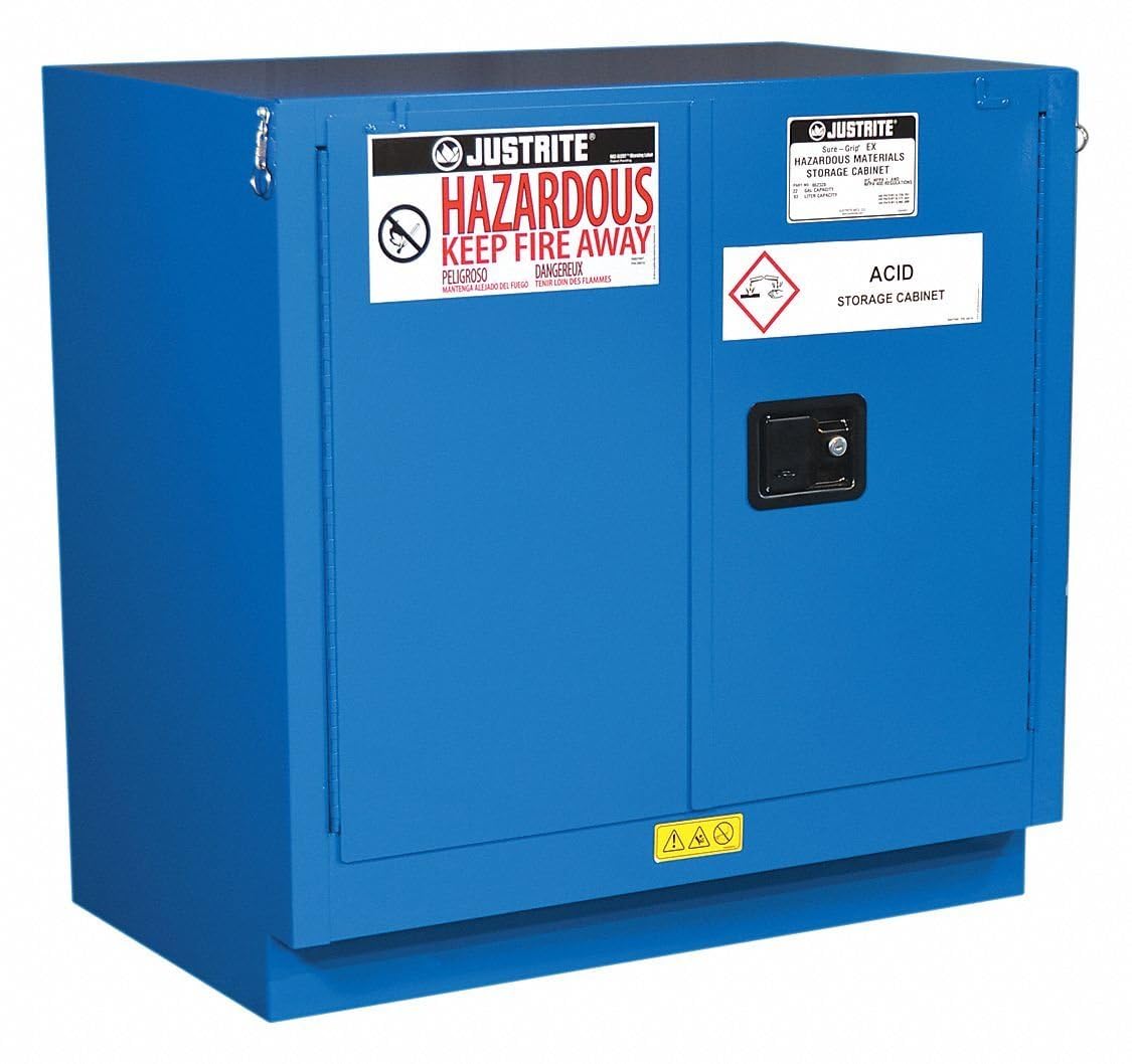 Justrite Hazardous Material Undercounter Steel Safety Cabinet, 22 Gallon, Steel, Made in The USA, Blue, 862328