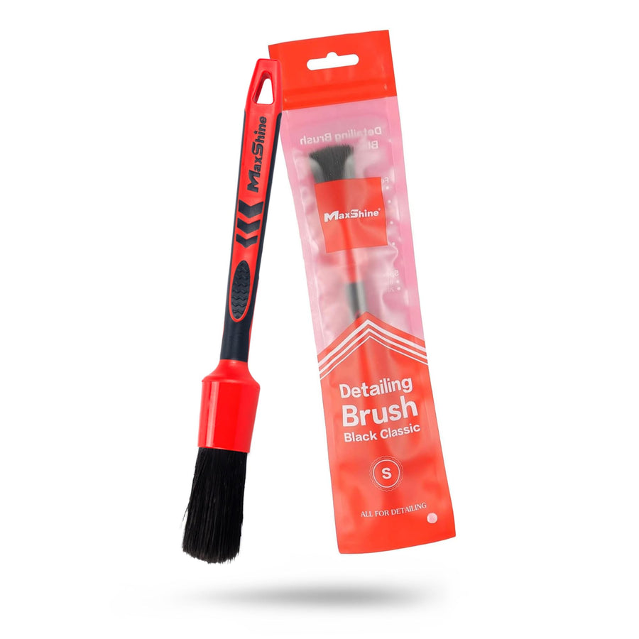 Maxshine Medium #12 Detailing Brush Universal – Black Classic with Soft Synthetic Bristles – Durable, High-Density Brush for Interior, Exterior, Leather Seats, Engine Bay & Wheels