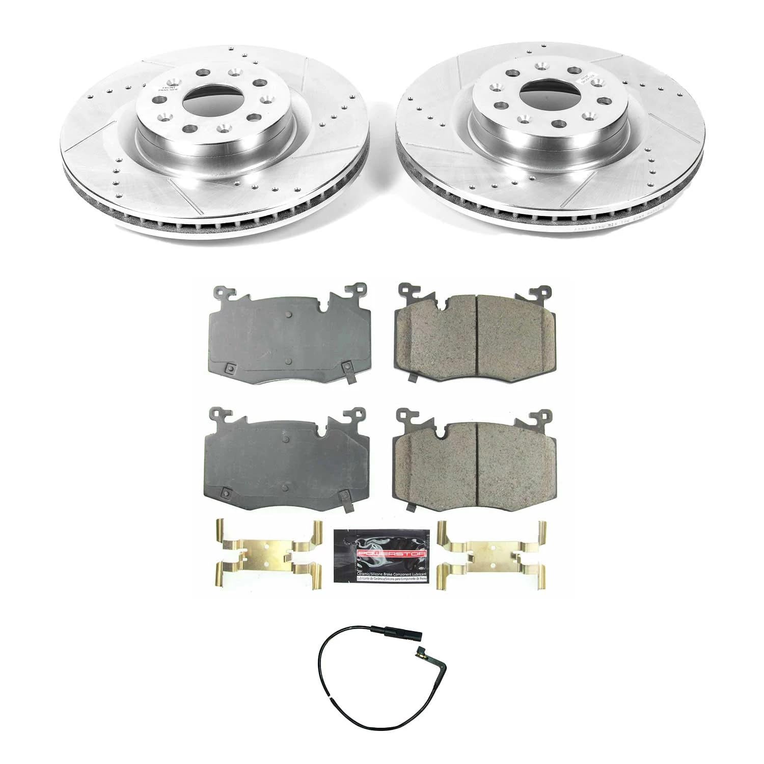 Z23 Power Stop K8317 Front Brake Kit-Drilled/Slotted Brake Rotors & Carbon Ceramic Brake Pads For Cadillac CT6 2019 [Model Specific]