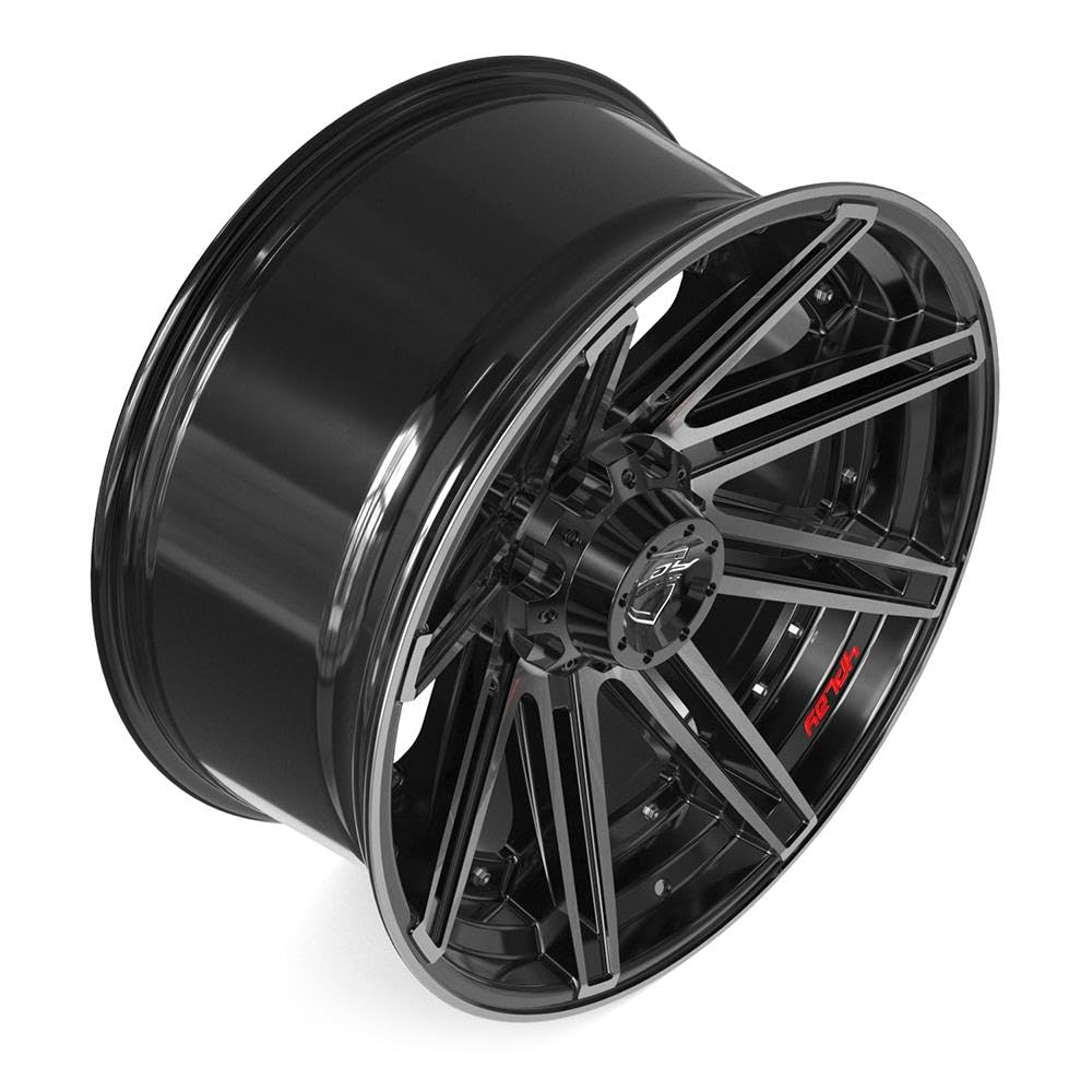 22 inch 4PLAY Wheels Rim Fits 6x135 + 6x139.7 Silverado Suburban Tahoe Expedition F150 Raptor 4P08 22x10 Brushed Black Wheels