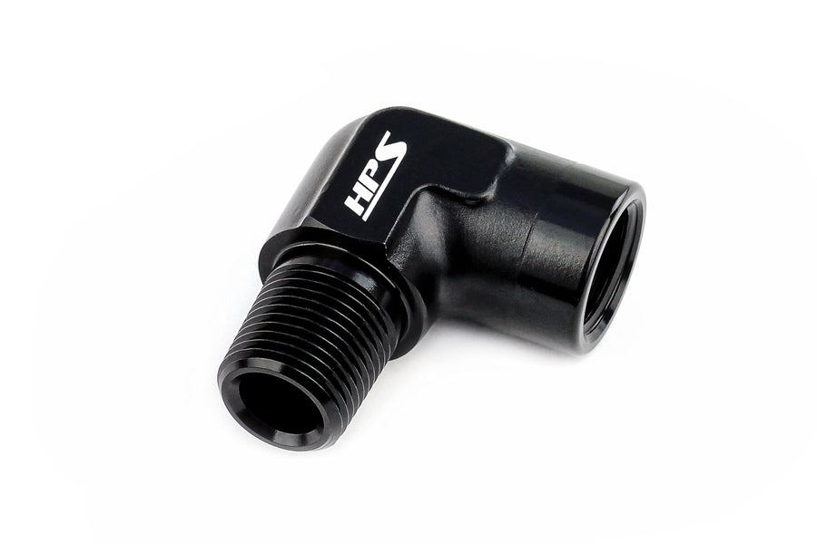 AN914-01 HPS NPT Male To NPT Female Adapter Fitting, Aluminum, Size: 1/8 NPT, Angle: 90 degree, Black