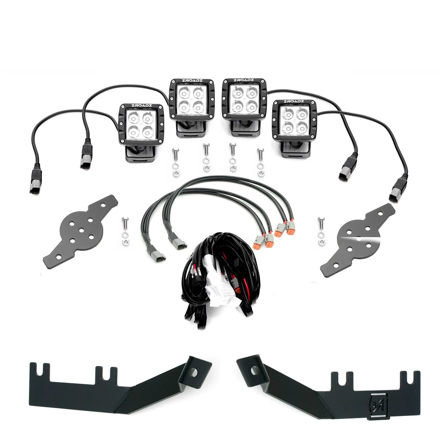 ZROADZ 4-LED Pod Light KIT Black A-Pillar Z365631-KIT4 2008-2010 FORD F250/350