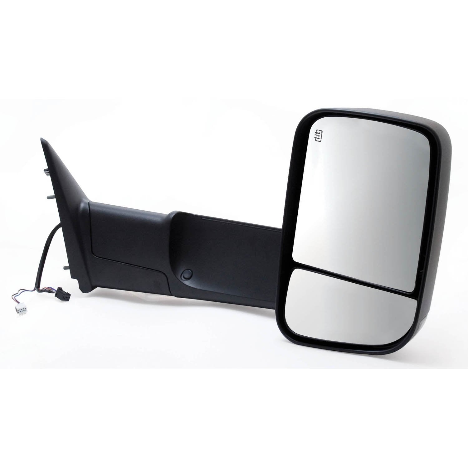 K Source Towing Mirror Passenger-Side – For 2009-2012 Ram Pick-Up 1500, 2500, 3500, Textured black, Turn signal, Puddle lamp, Flip-out-head, Dual lens, Foldaway