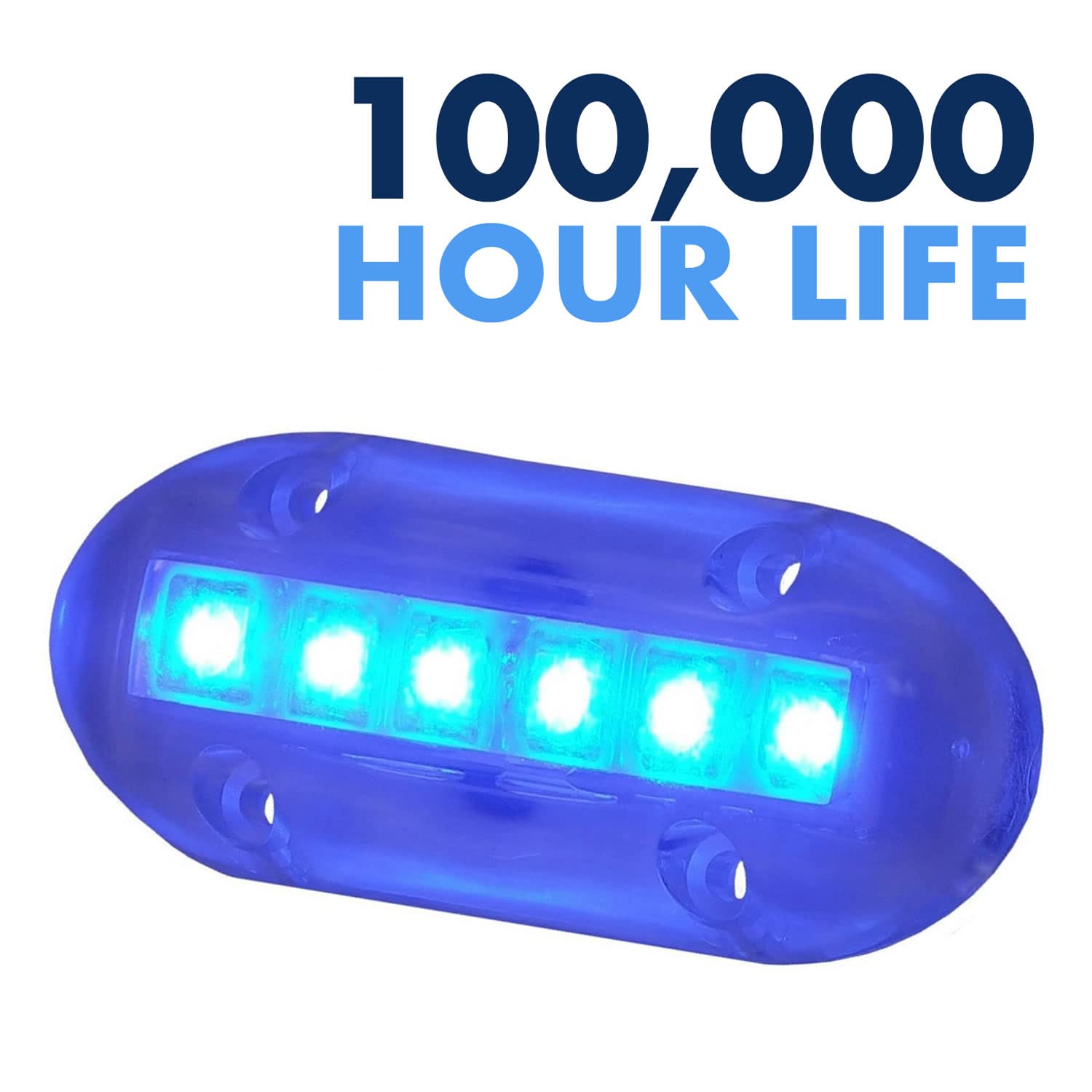T-H Marine Underwater LED Boat Light - High-Intensity Waterproof Surface Mount Lighting - Use Above or Below Water - Multi-Purpose and Low Power Draw - Blue
