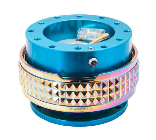 NRG Innovations Gen 2.1 NRG-SRK-210NB-MC Steering Wheel Quick Release Adapter Kit, 6x70 and 6x74mm Bolt Patterns, New Blue Body/Neochrome Pyramid Ring