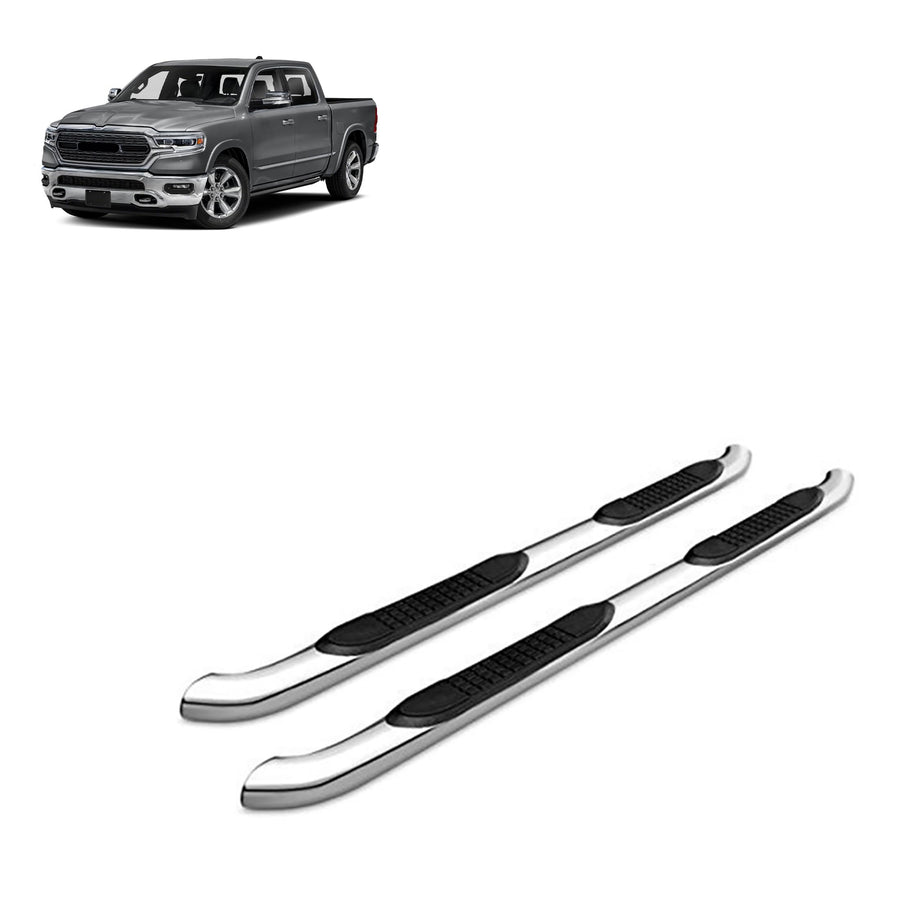 3in Black Horse Side Steps Stainless Steel Compatible with 2019-2025 Ram 1500 Crew Cab-9BDG305SS
