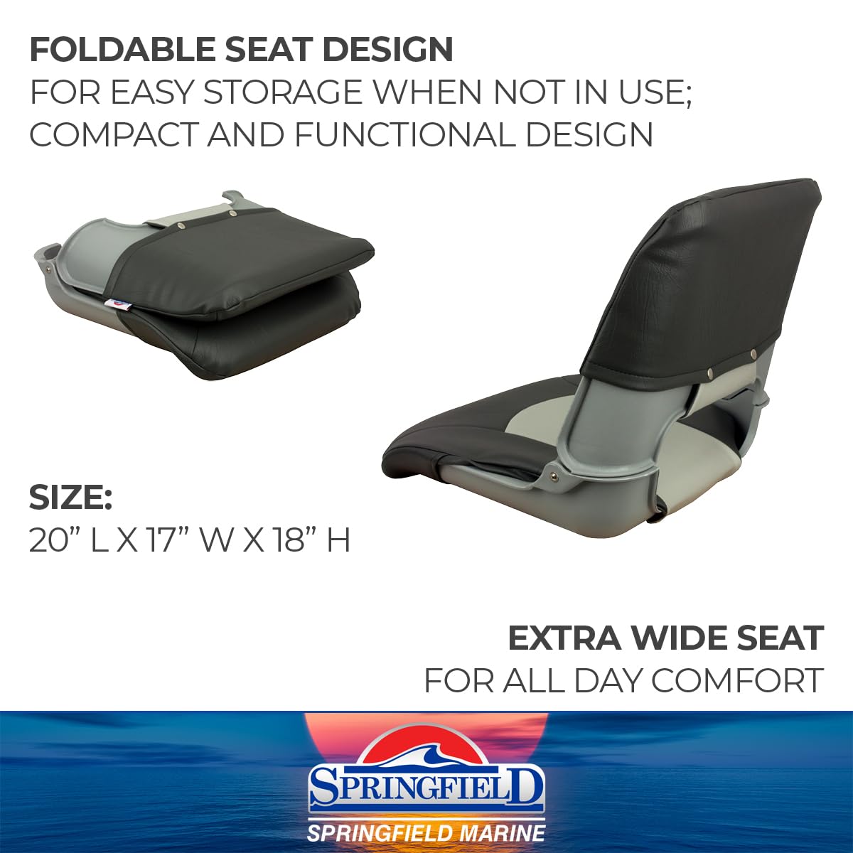 1061017 Springfield Skipper Folding Seat - Gray/Charcoal