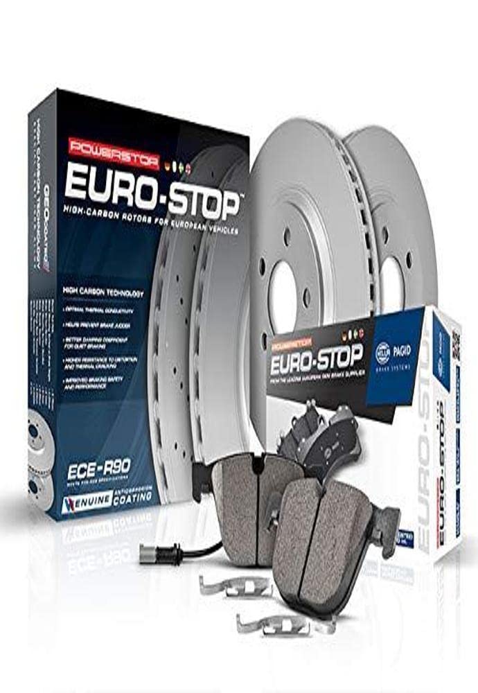 Power Stop Euro-Stop ESK6032 Front Brake Kit- Coated Brake Rotors & Ceramic Brake Pads For BMW 528i 2011-2016, BMW 528i xDrive 2012-2016 [Model Specific]