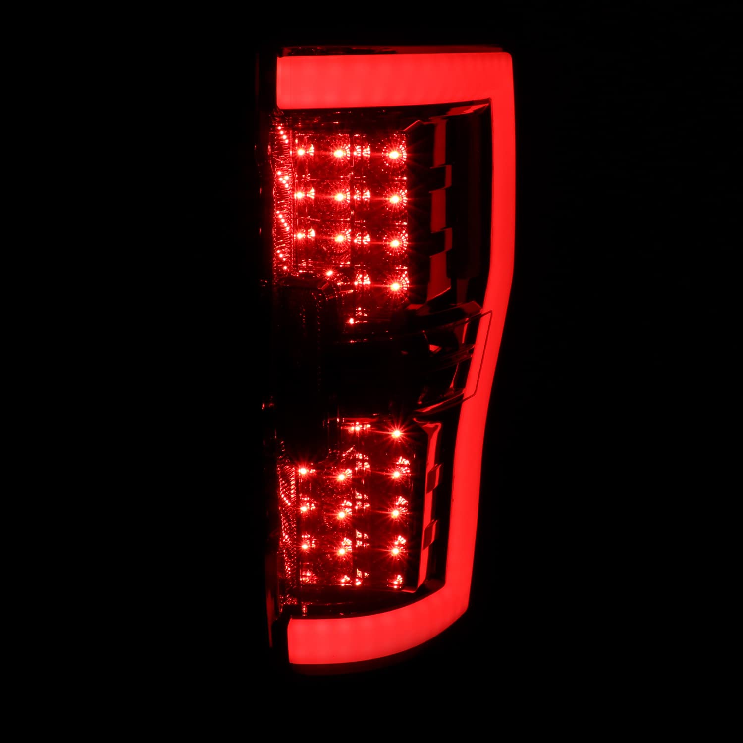 Smoke LED Tail Lights SPEC-D TUNING w/White LED Tube Compatible with 2017-2019 Ford F250/350/450/550, Left + Right Pair Tail Lamp Assembly