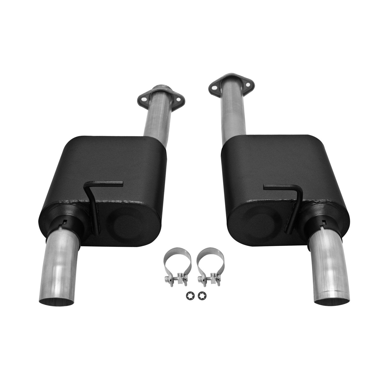 American Thunder Flowmaster 817574 Cat-Back Exhaust Kit 2.5 Inch 409 Stainless Steel Super 44 Series Mufflers Turn Down Dump Compatible with 1986-2004 Ford Mustang GT, LX, Cobra 4.6L 5.0L