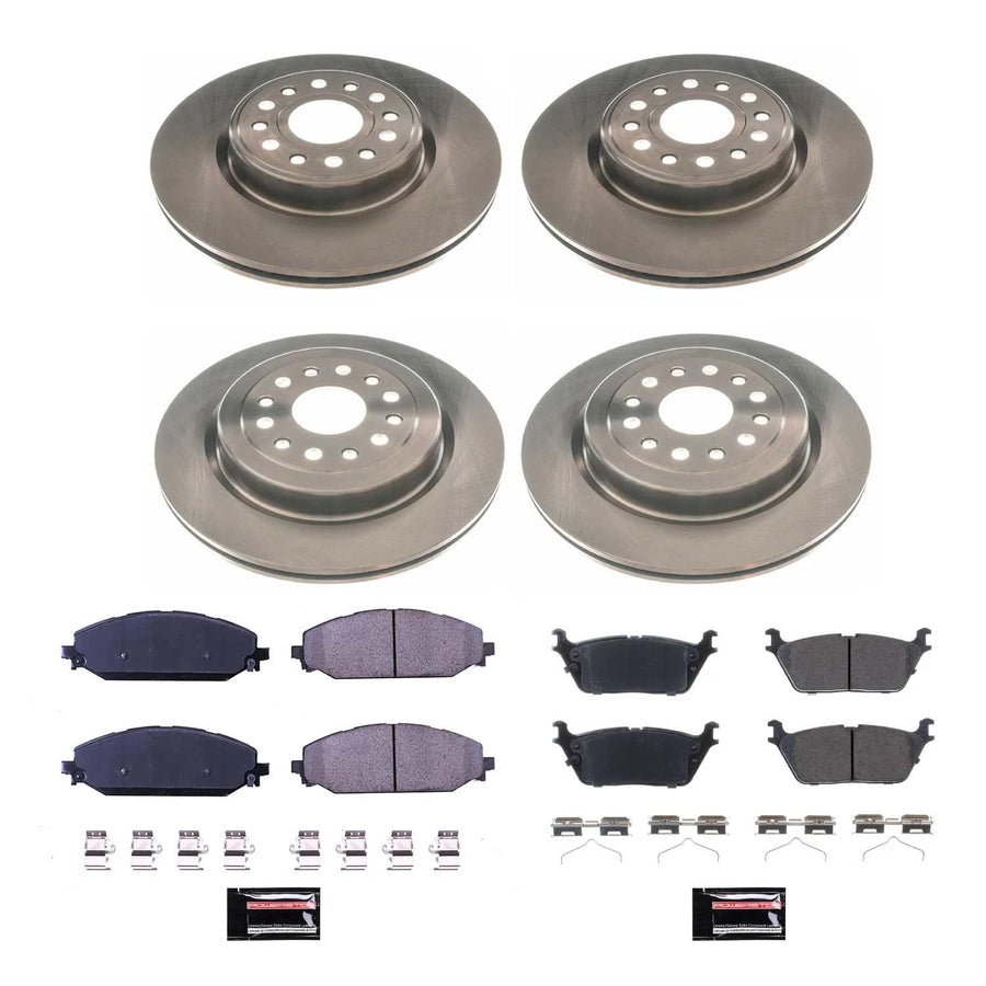 Power Stop KOE8182 Front and Rear Replacement Brake Kit-OE Brake Rotors & Ceramic Brake Pads For 2019 2020 2021 2022 Ram 1500