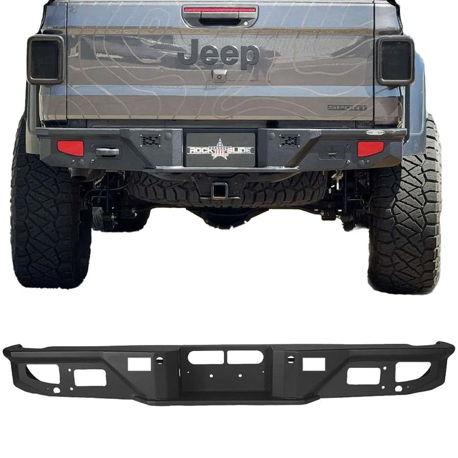 Full Rear Bumper Rock Slide Engineering for Jeep Gladiator 2020-2025 No Tire Carrier RB-F-101-JT