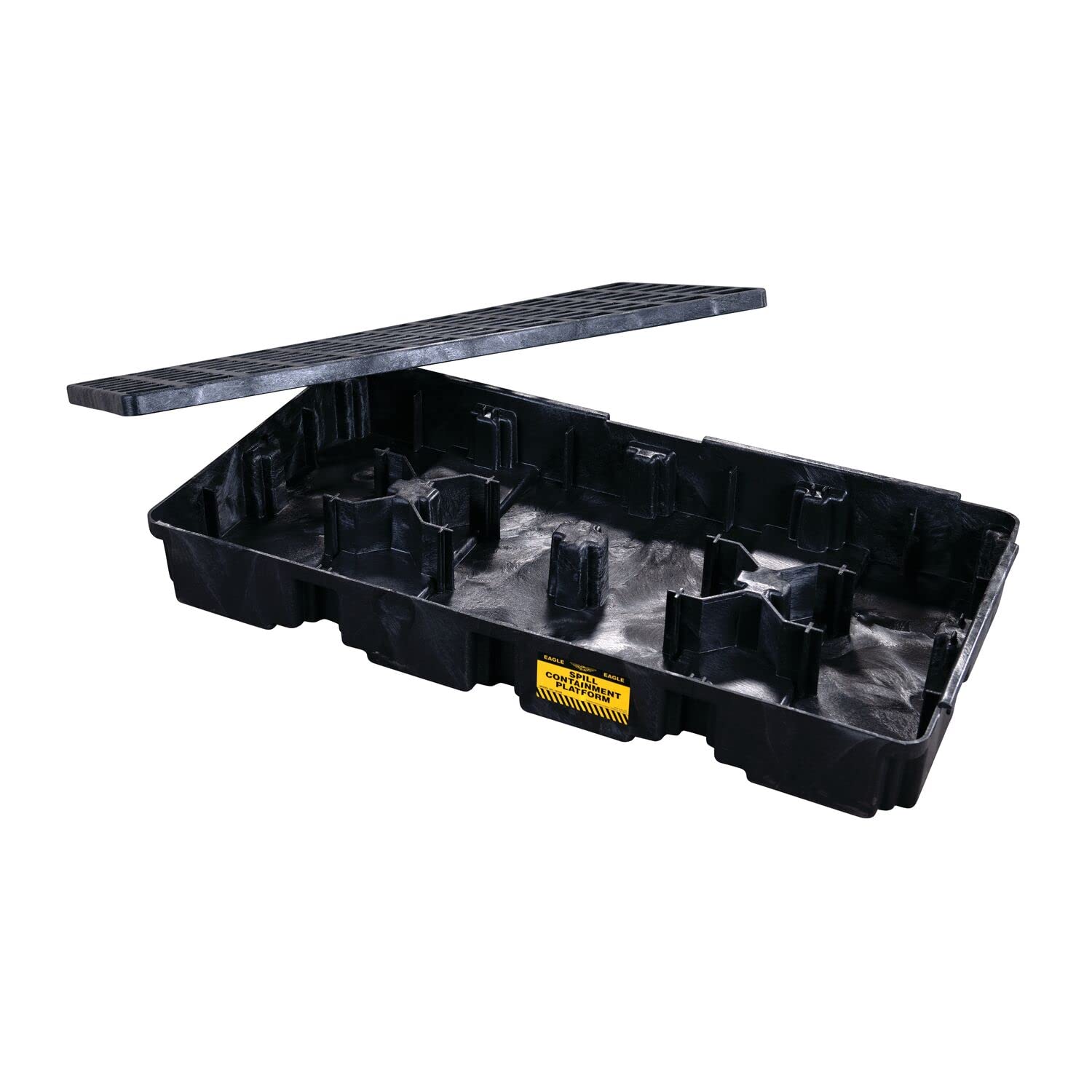 2 Eagle Drum Spill Platform with Forklift Pockets, 26.25"x51"x6.5", 30 Gallon Sump, 5,000 lbs. Load Capacity Containment Tray, Made in USA, Black, 1632B