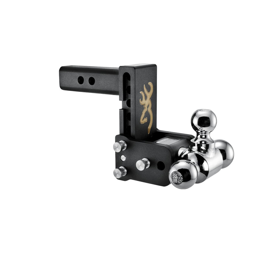 B&W Trailer Hitches Adjustable Tow & Stow Trailer Hitch Ball Mount with Browning Logo - Fits 2" Receiver, Tri-Ball (1-7/8" x 2" x 2-5/16"), 5" Drop, 10,000 GTW - TS10048BB