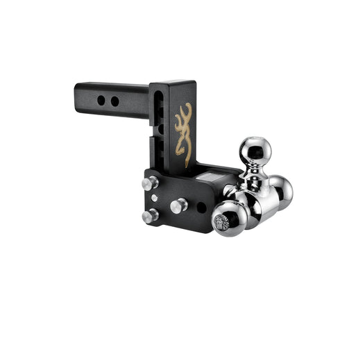B&W Trailer Hitches Adjustable Tow & Stow Trailer Hitch Ball Mount with Browning Logo - Fits 2" Receiver, Tri-Ball (1-7/8" x 2" x 2-5/16"), 5" Drop, 10,000 GTW - TS10048BB