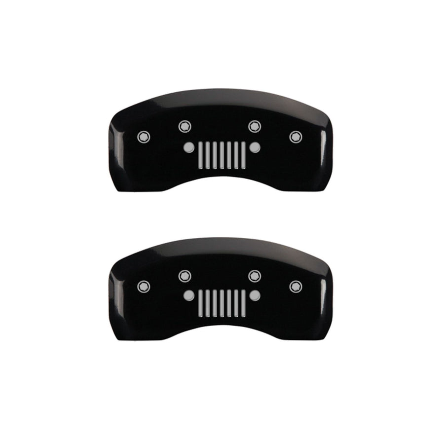MGP Caliper Covers 'JEEP-EngravedRear' 42003SJPLBK Black Powder Coat Finish Engraved Caliper Cover with Silver Characters, (Set of 4)