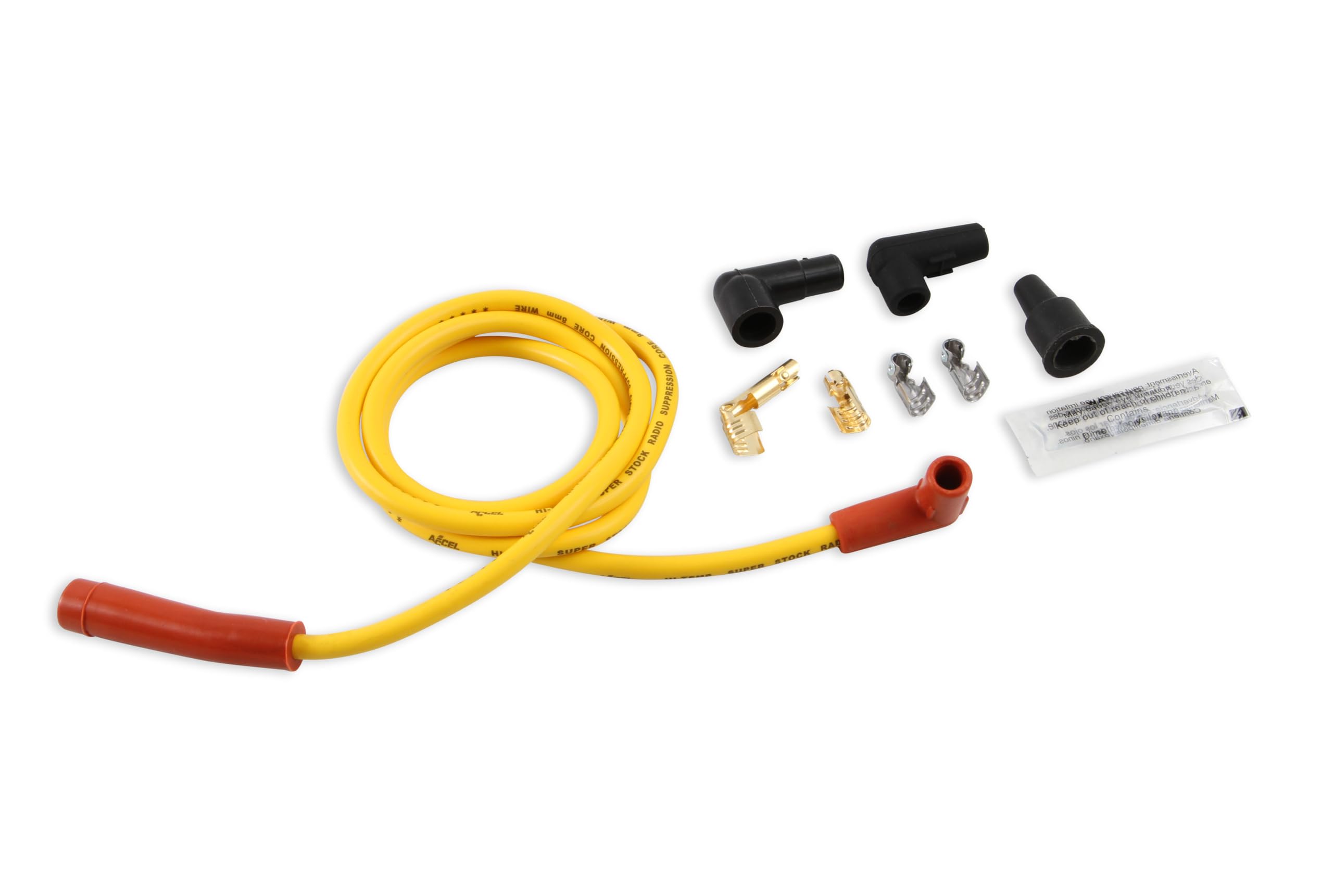 Single Wire ACCEL Replacement Kit - Straight and 90° Spark Plug Boots - Universal - Yellow