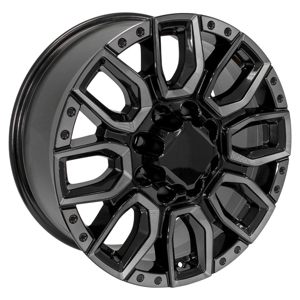 20 Inch OE Wheels CV97B Rim Fits GMC Sierra 2500/3500 Denali Style 8x180 20x8.5 Gloss Black with Milled Edge with Tinted Clear - Hollander 14125 (1)