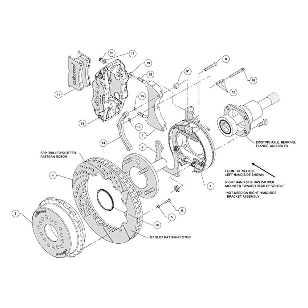 Rear P-Brk Kit, FNSL4R, 12.88", Drilled