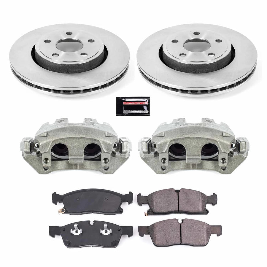 Power Stop KCOE7412 Replacement Autospeciality Front Caliper Kit- OE Rotors, Ceramic Brake Pads, Calipers For Jeep Grand Cherokee 2017-2019 [Model Specific]