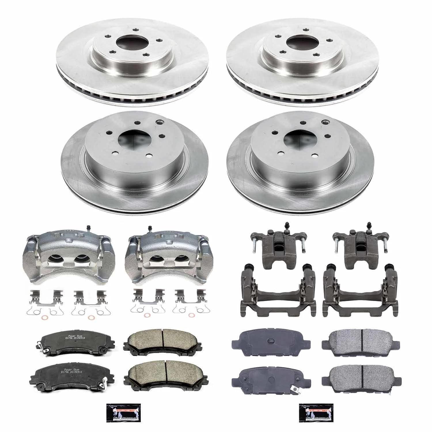 Power Stop KCOE6943 Brake Caliper Kit-Rotors, Front and Rear Brake Pads & Calipers