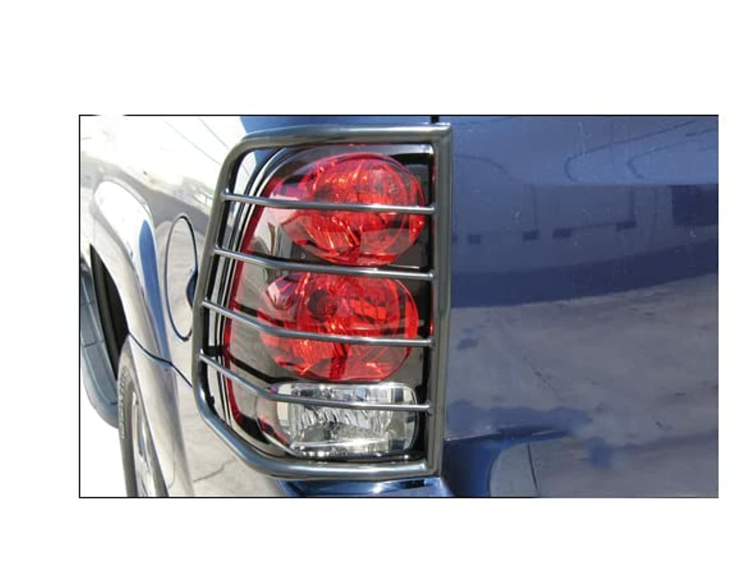 Tail Light Guards Black Horse Compatible with 2002-2009 Chevrolet Trailblazer-7GR15A
