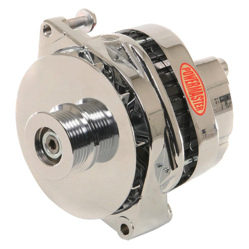 Alt GM CS144 Powermaster Chrome 200A XS Volt™ 6 grv Pulley/Baffle Str MTG Unthreaded MTG Ear for Impala etc