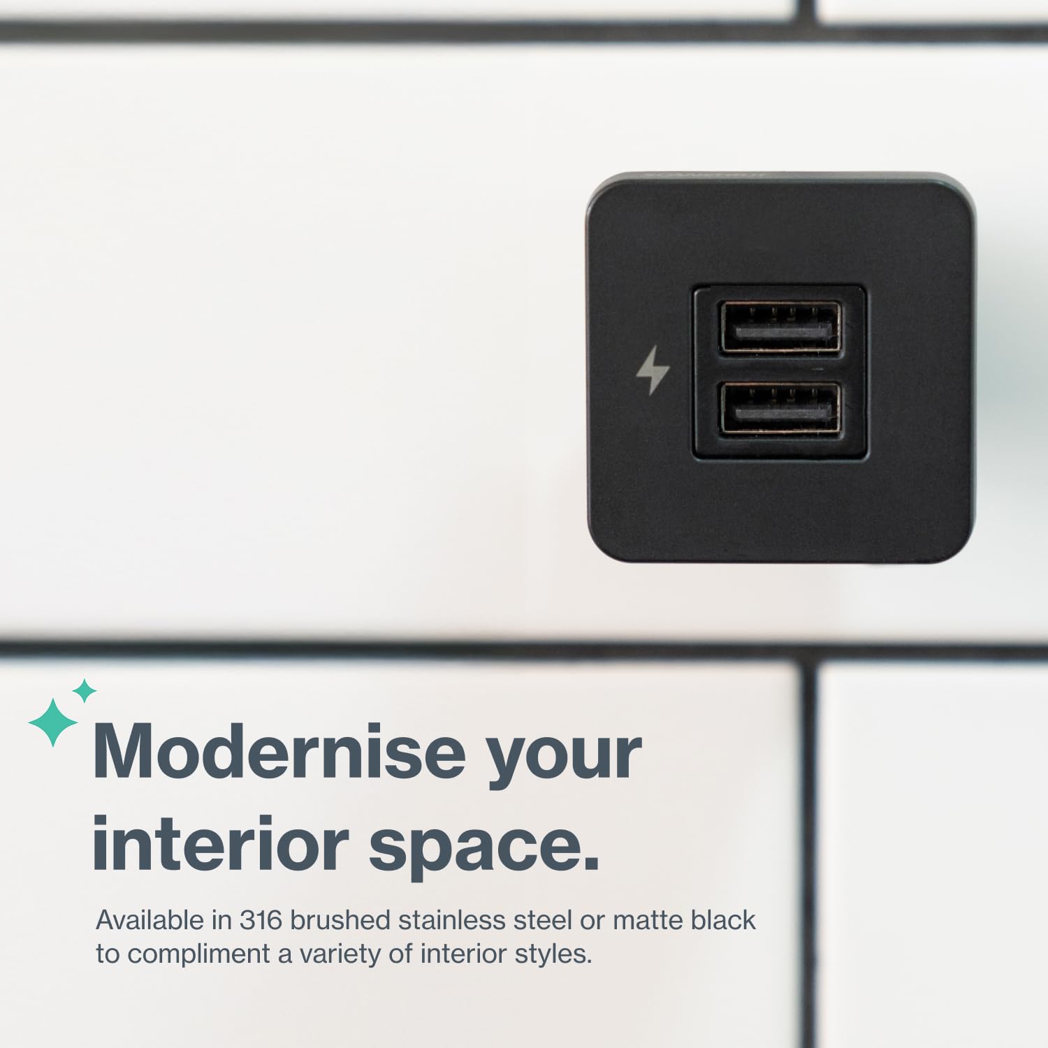 Scanstrut Tile-Series SC-TILE-20 Dual USB-C Interior Charging Socket - Black Bezel