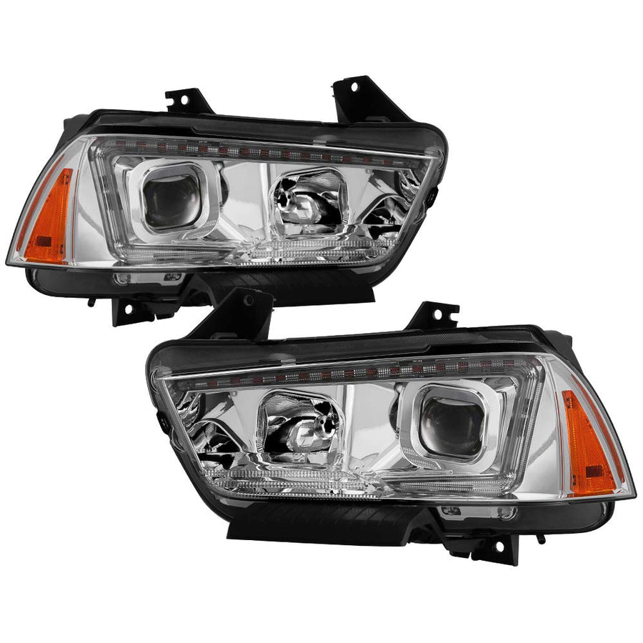 Projector Headlights Aftermarket for Dodge Charger 11-14 [Halogen Model Only] Switchback Turn Signals (Chrome)