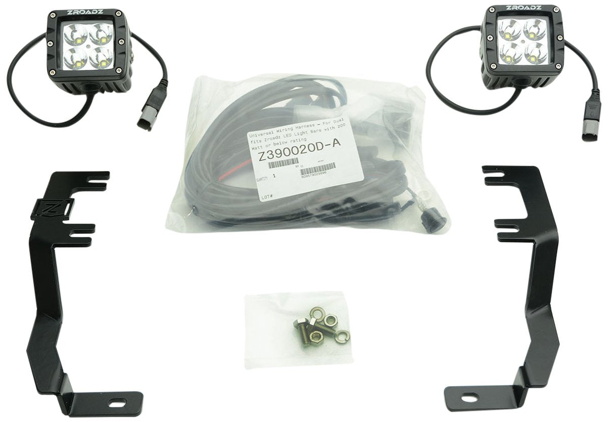 ZROADZ LED Ditch Hood Hinge Kit - Compatible w/ 2016-2019 Nissan Titan - Incl. (2) 3 Inch LED Pod Lights - Mild Steel Gloss Black Finish - Bolt-On Easy Installation - PN #Z367581-KIT2
