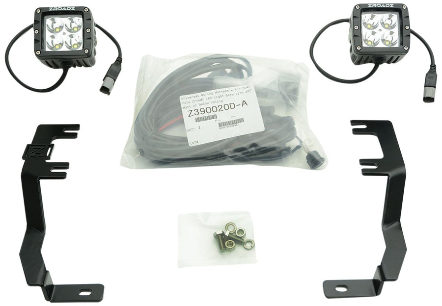 ZROADZ LED Ditch Hood Hinge Kit - Compatible w/ 2016-2019 Nissan Titan - Incl. (2) 3 Inch LED Pod Lights - Mild Steel Gloss Black Finish - Bolt-On Easy Installation - PN #Z367581-KIT2
