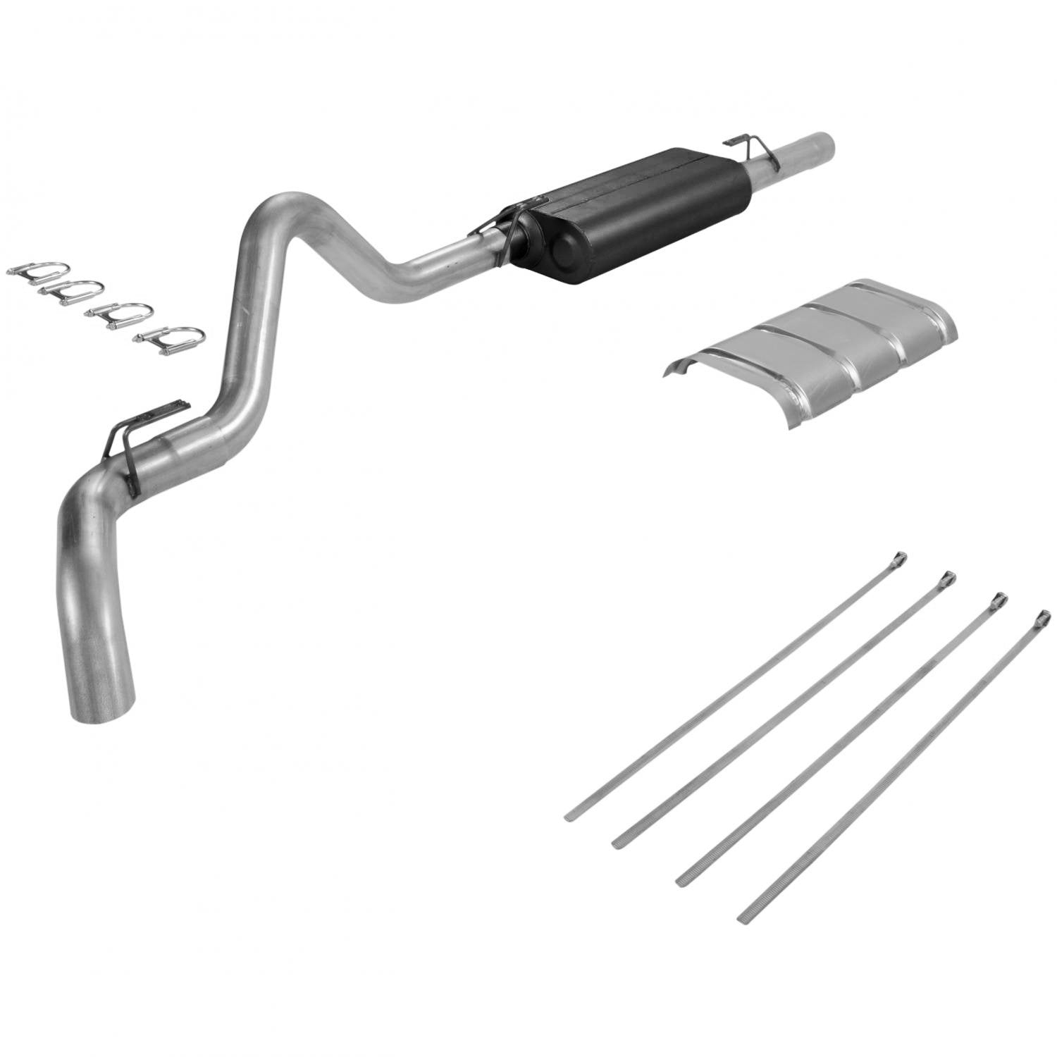 Force II Flowmaster Cat-Back Exhaust Kit 3 Inch Aluminized Steel Compatible with 1988-1992 Chevy GMC 1/2 Ton or 3/4 Ton 5.7L Standard Cab Short Bed using slip-fit catalytic converter