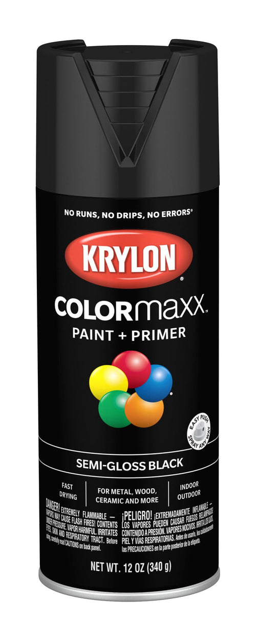 Krylon Colormaxx K05579007 Spray-Paints, Aerosol, Black, 12 Ounce (Pack of 1)
