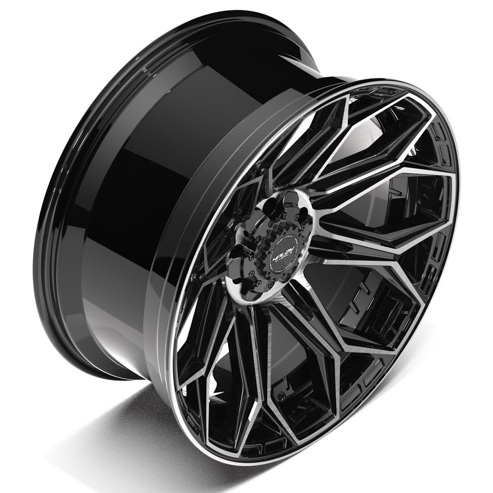 22 Inch 4PLAY Wheels Rim 4P83 Fits 5x127 & 5x139.7 22x10 Gloss Black Brushed with Tinted Clear (1)