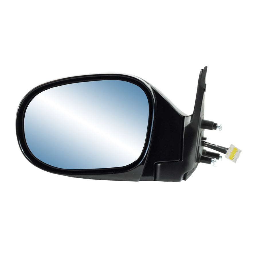 Driver Side Fit Mirror for Infiniti QX4, Black, PTM Cover, Blue Lens, Foldaway, Heated Power