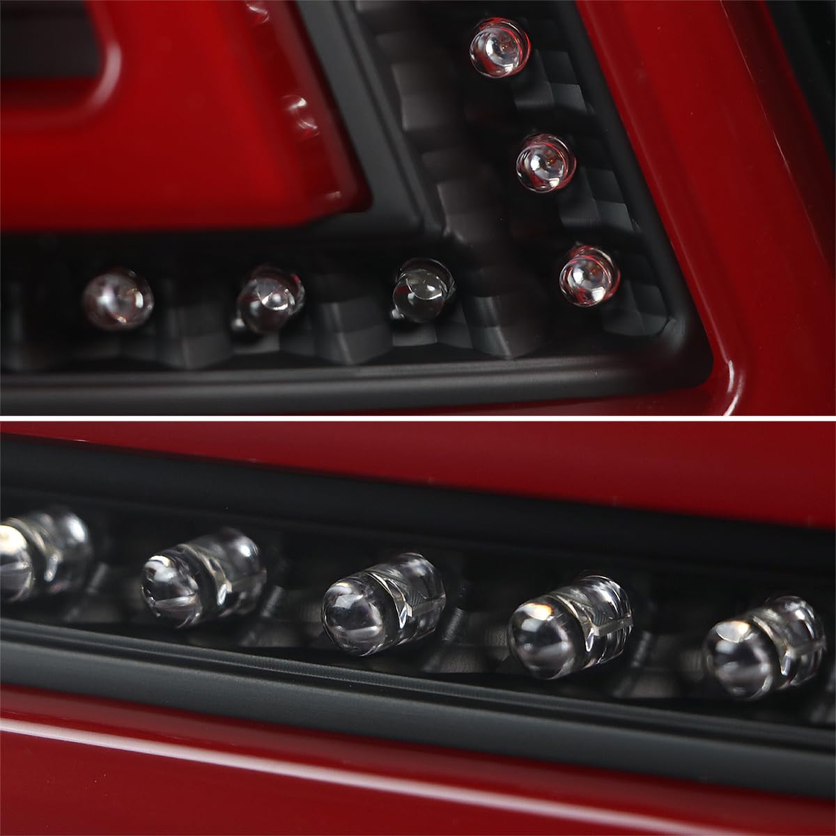 Black Tail Lights w/Red LED Bar SPEC-D TUNING Compatible with 2006-2008 Lexus IS250 IS350, Left + Right Pair Assembly