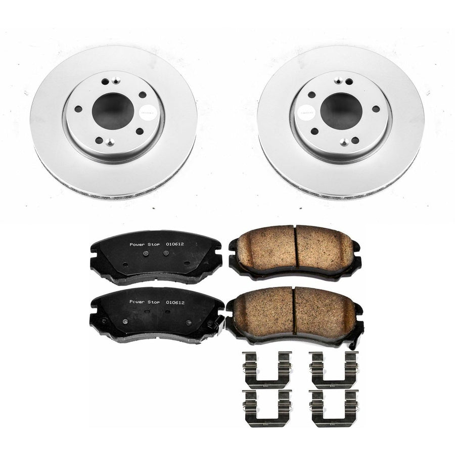 Coated Brake Rotor & Ceramic Brake Pads Power Stop CRK5913- front For Kia Soul 2010-2011 [Model Specific]