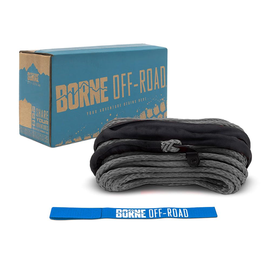 Off-Road Borne Replacement Synthetic Winch Rope 3/8" x 85ft Grey