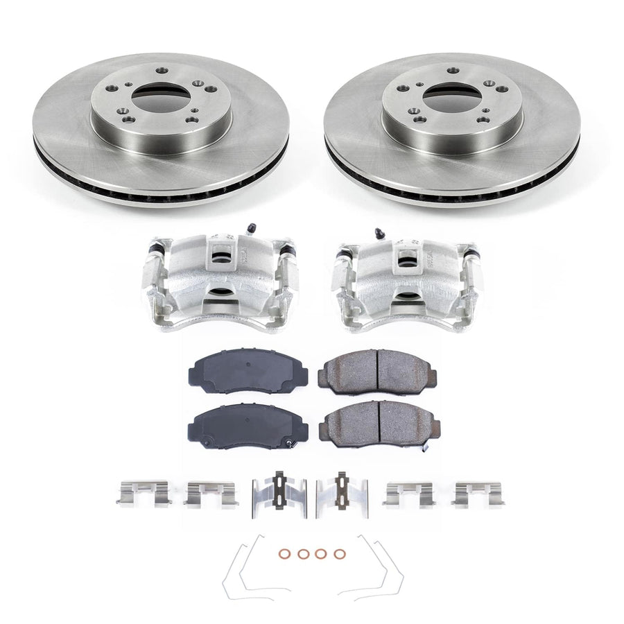 POWERSTOP Stock Replacement Brake Pads and Rotors Kit with Calipers Front For Honda Civic 2006-2011 [Vehicle Specific]